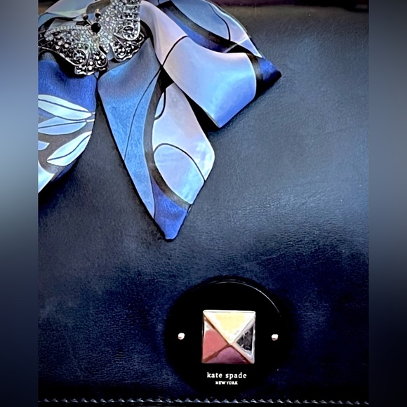 Kate Spade Black Crossbody Bag with Blue Scarf Accent - Picture 9 of 15